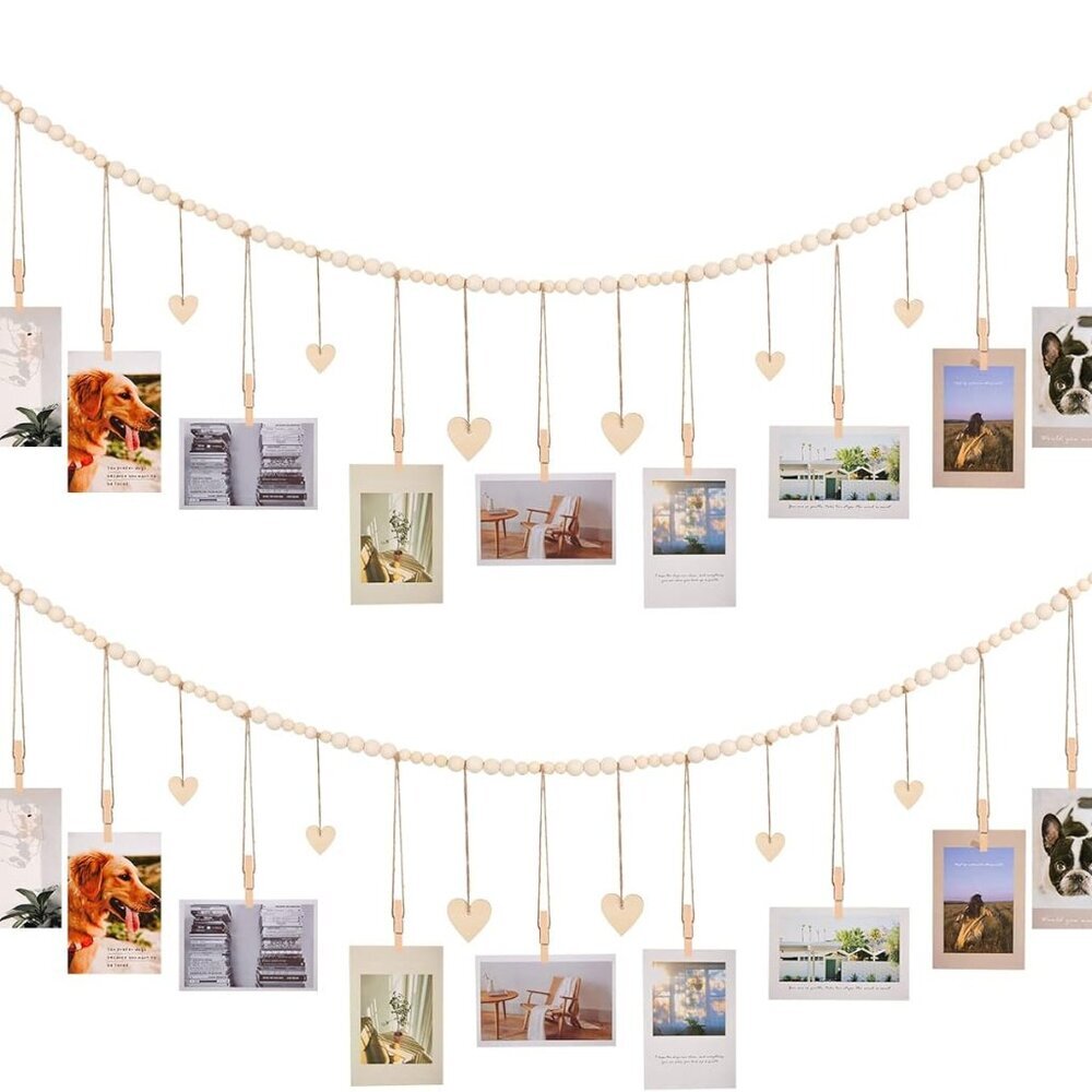 Hanging Photo Display Room Wall Decor, Boho Collage Picture Frame Christmas Card